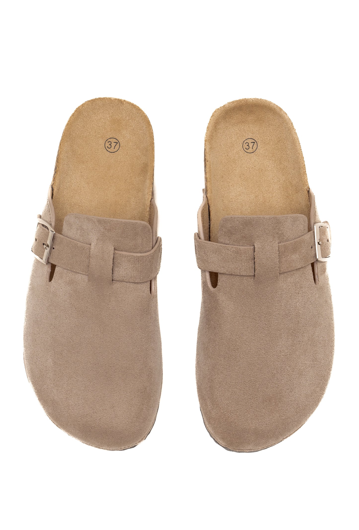 Beige Faux Suede Clogs