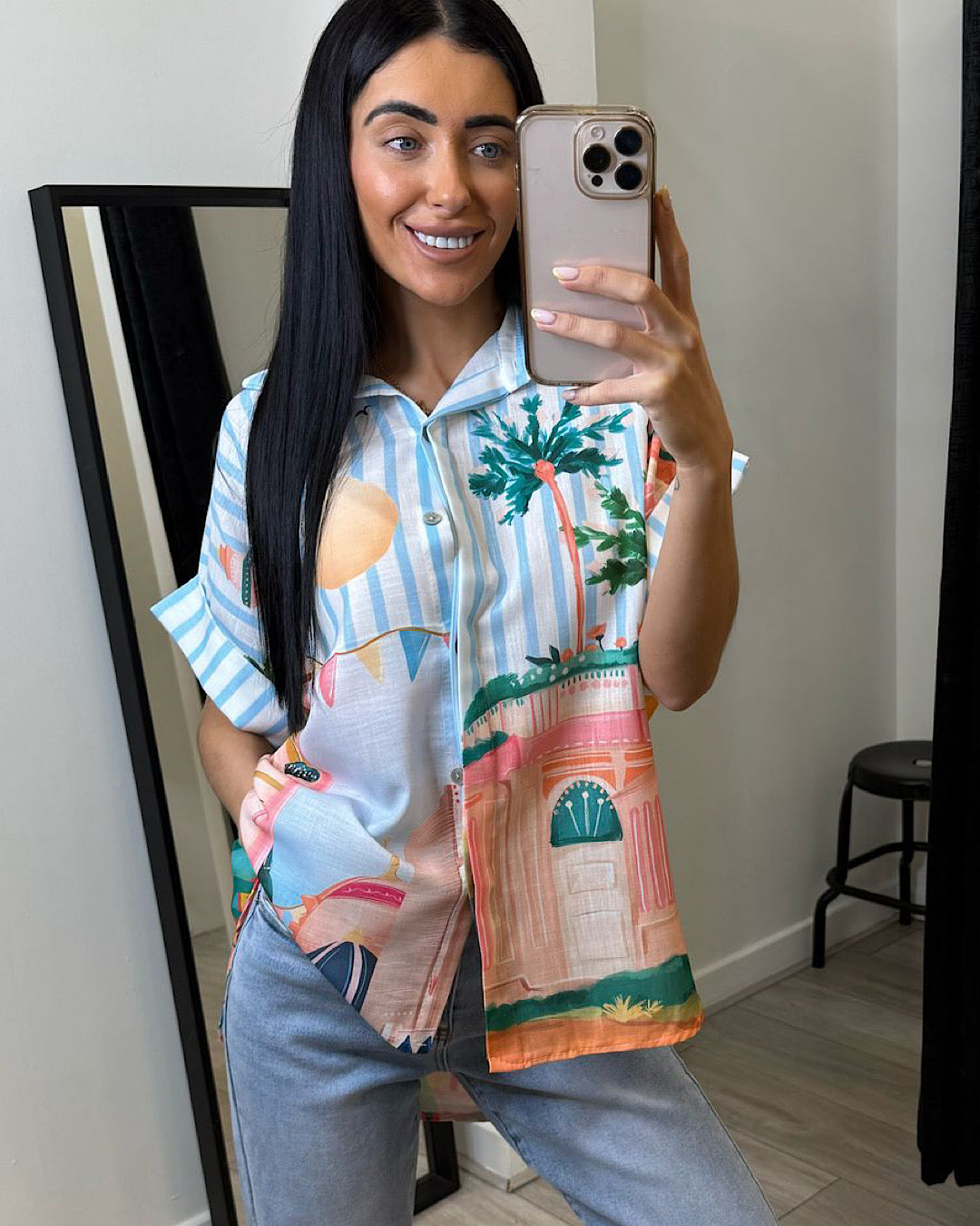 Oversized Tropical Short Sleeve Shirt