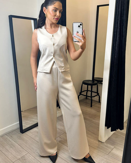 Beige Waistcoat and Trousers Suit