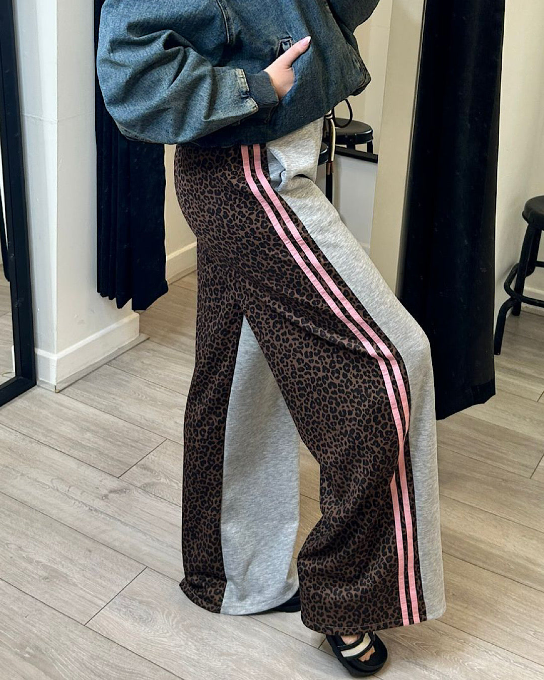 Leopard with Grey Wide Leg Joggers