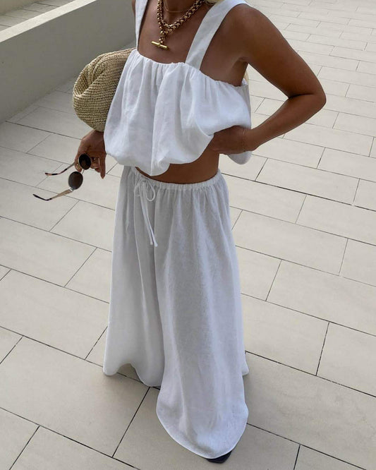 White Bubble Top and Trousers Set