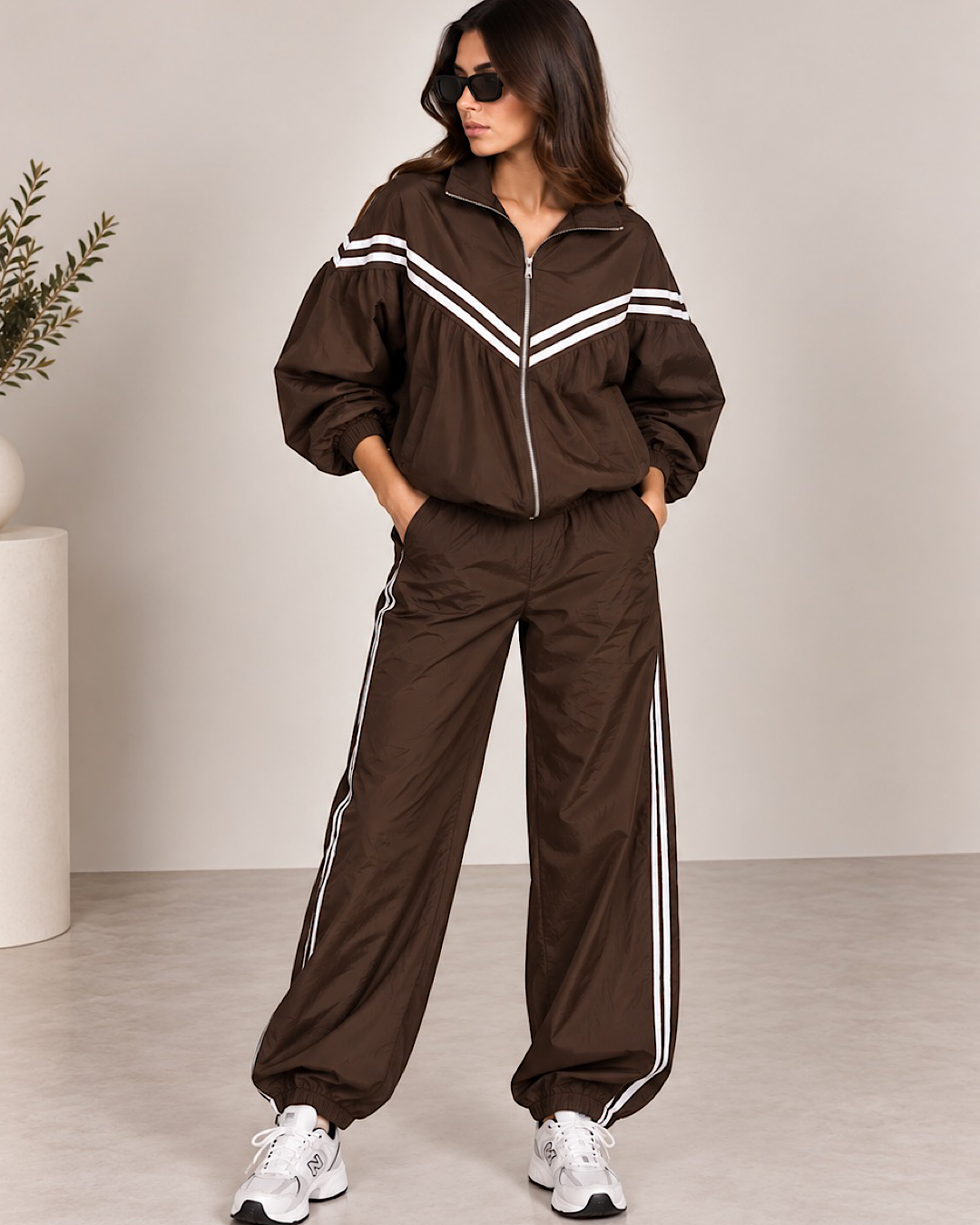 Brown Windbreaker Tracksuit