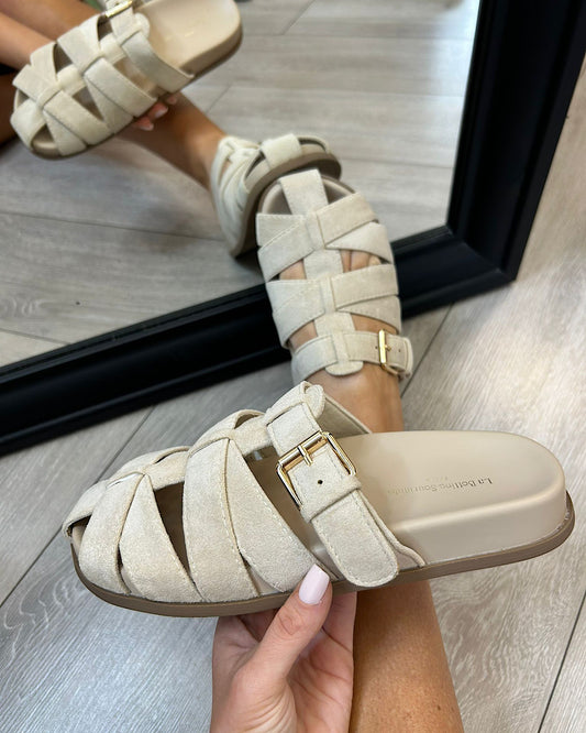 Beige Cage Mule Sandals