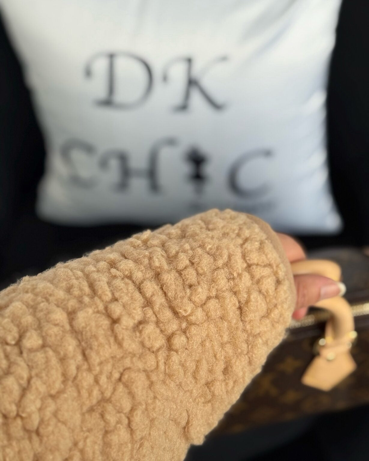 Beige High-Neck Teddy Fleece Top