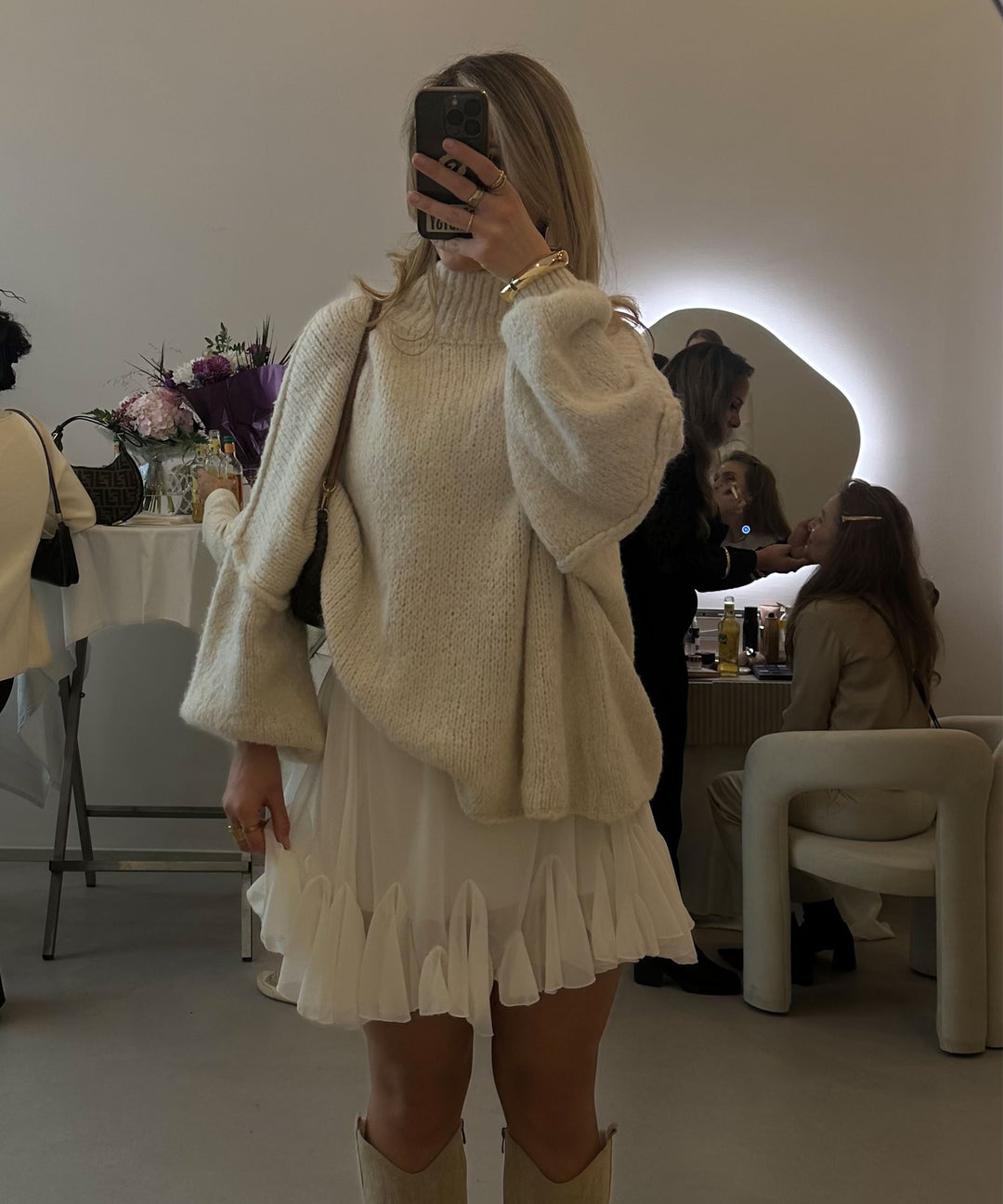 Beige Oversized Knit Dress