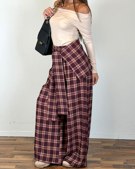 Burgundy Check Trousers