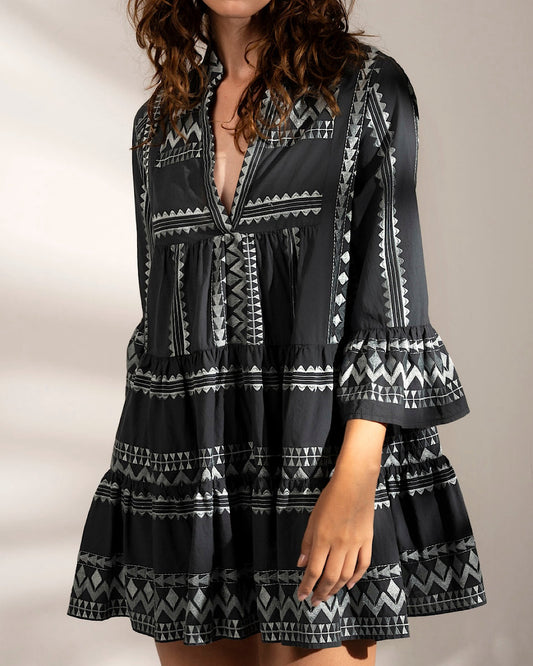 Black Printed Tunic Dress