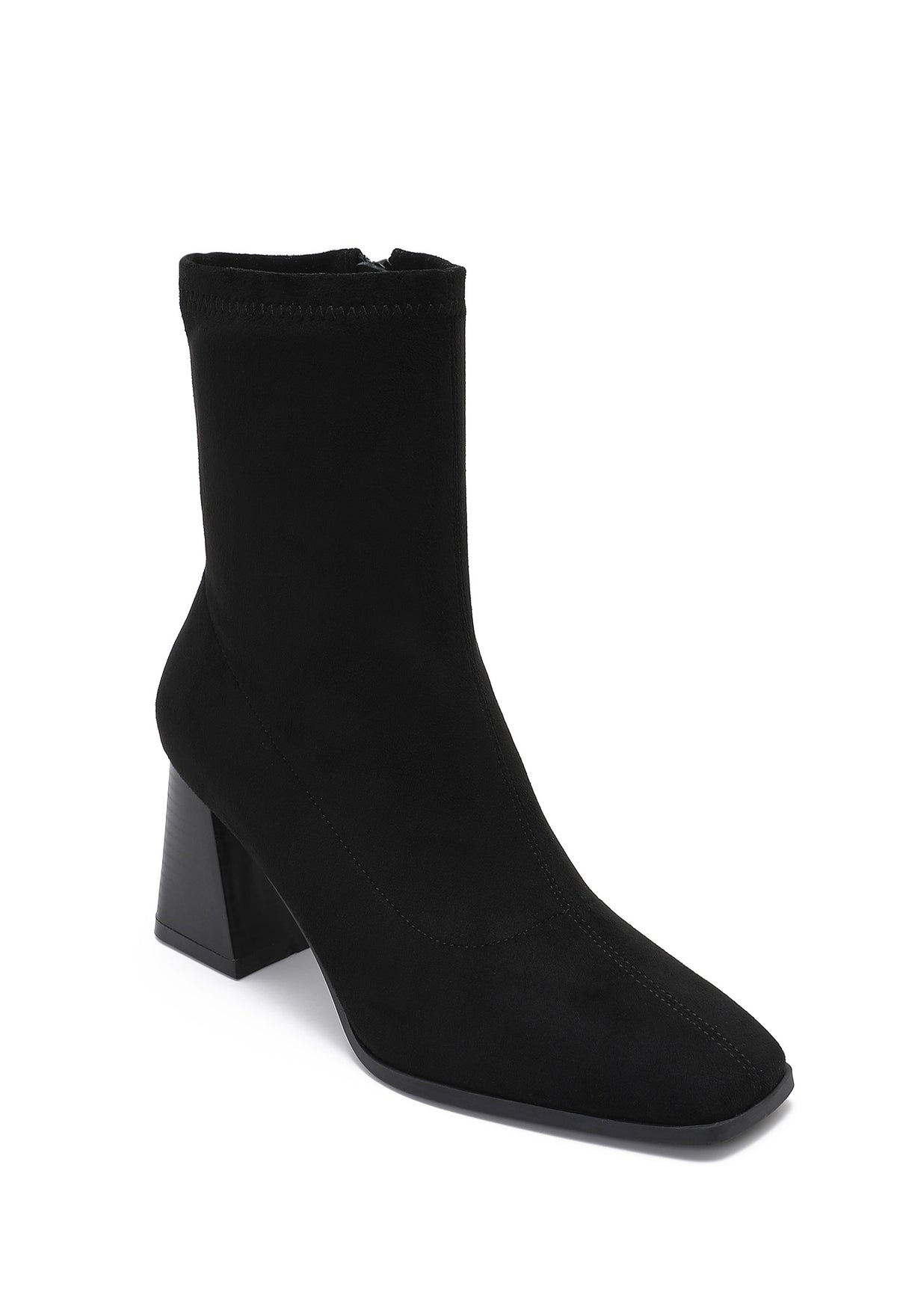 Black Faux Suede Ankle Boots