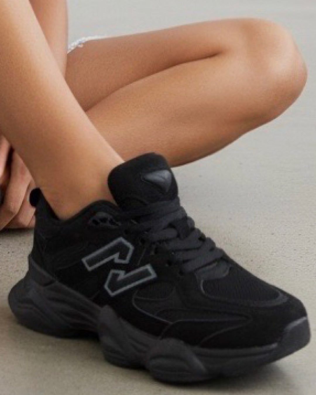 Black Chunky Lace Up Trainers