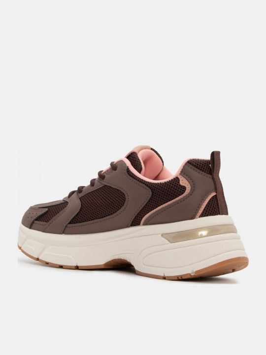 Pink Brown Lace Up Trainers