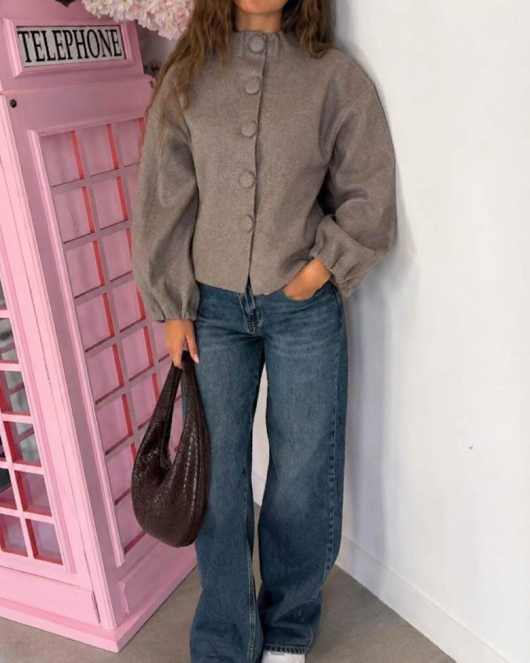 Taupe Puff Sleeve Jacket