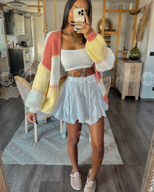 Orange Colour Block Cardigan