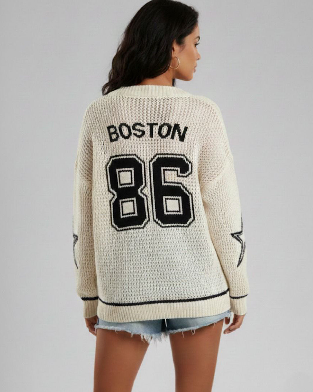 Cream Fishnet 86 Knit Top