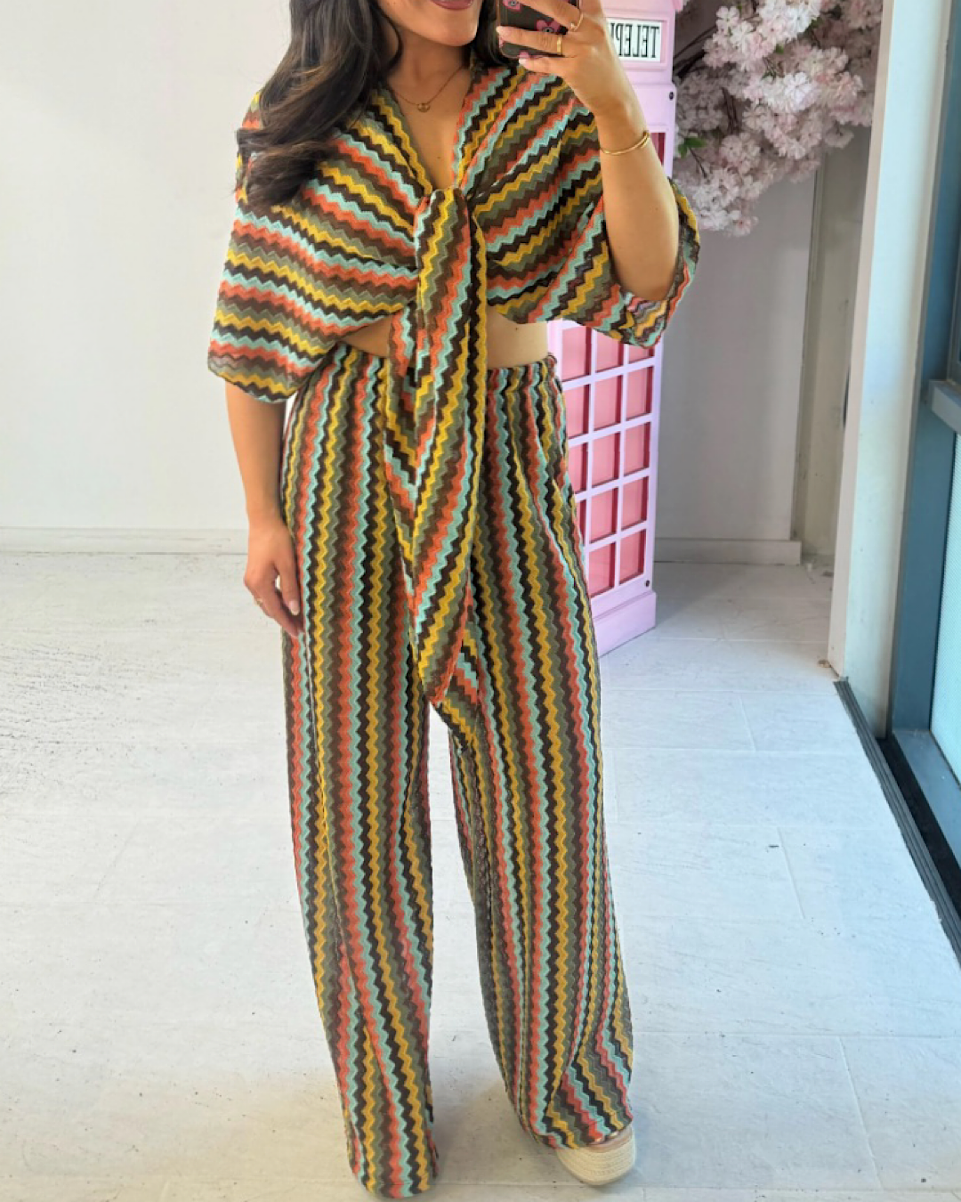 Zig Zag Tie Front Co Ord