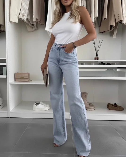 Wide Leg Light Blue Jeans