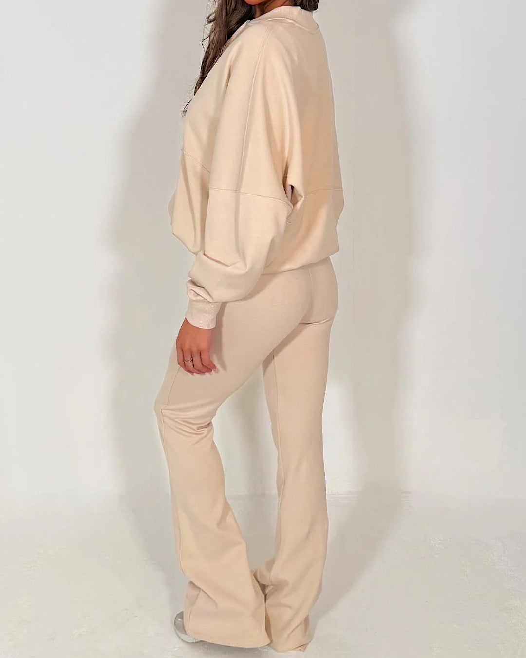 Beige Bomber Jacket and Joggers Suit