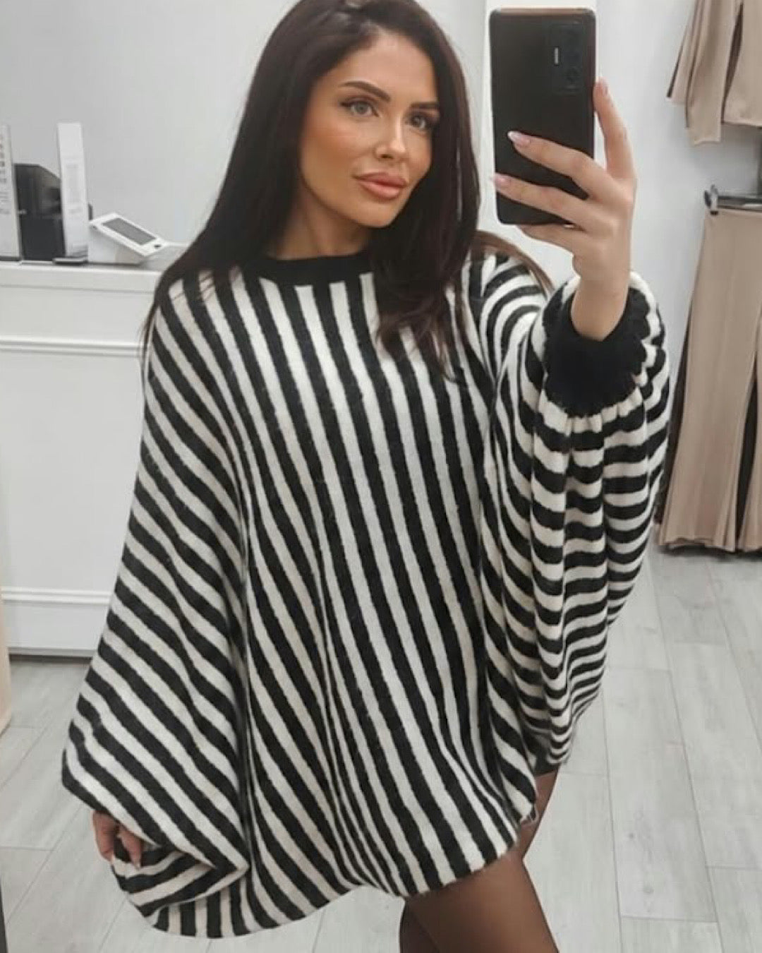 Oversized Stripe Batwing Knit
