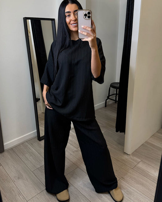 Black Oversized Top and Trousers Suit