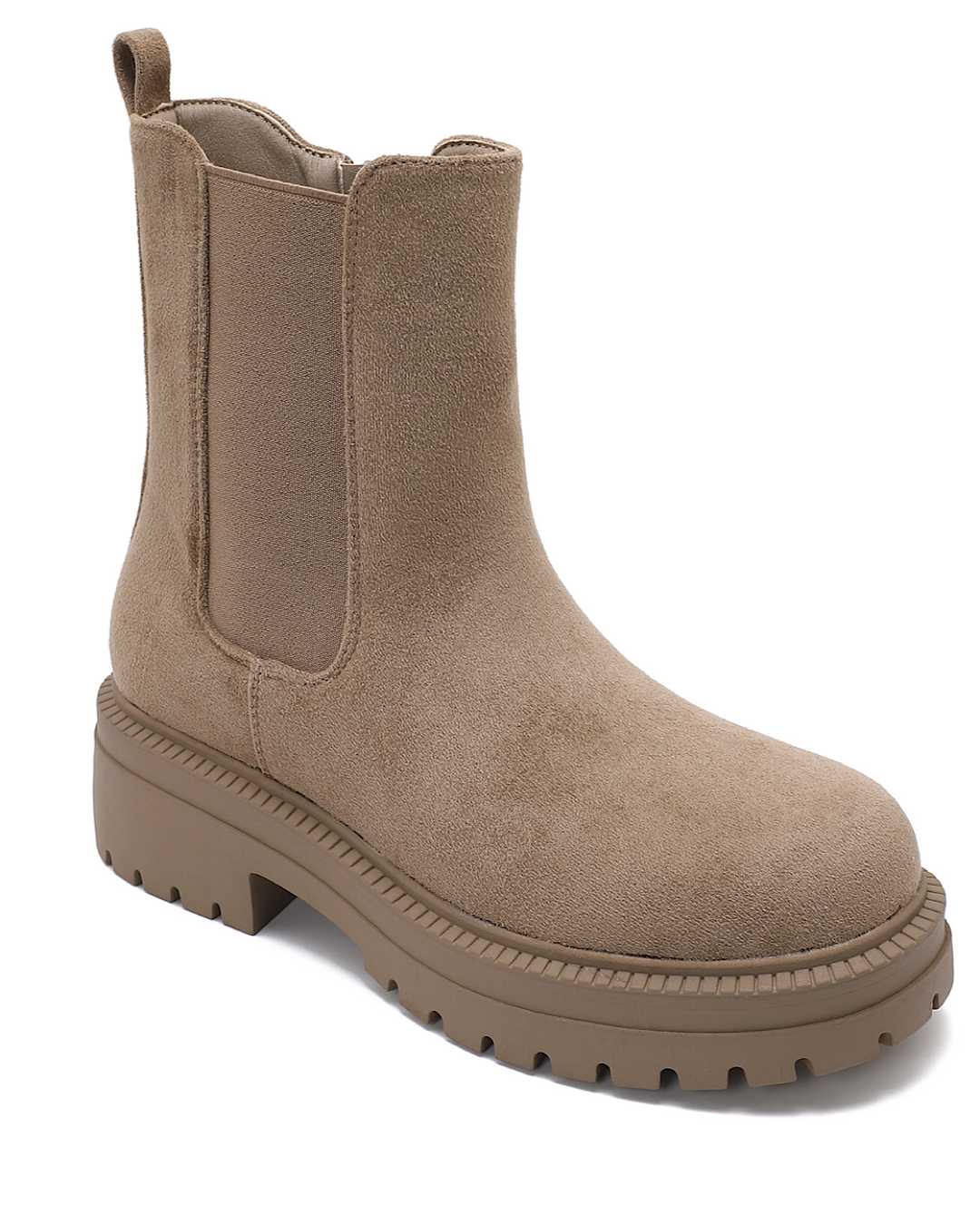 Khaki Faux Suede Chelsea Boots