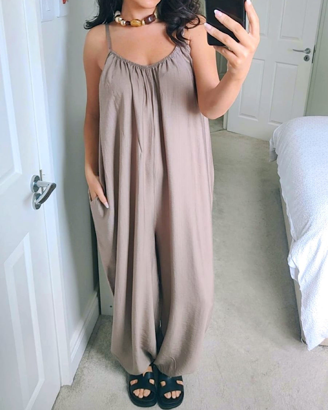 Taupe Oversized Jumpsuit