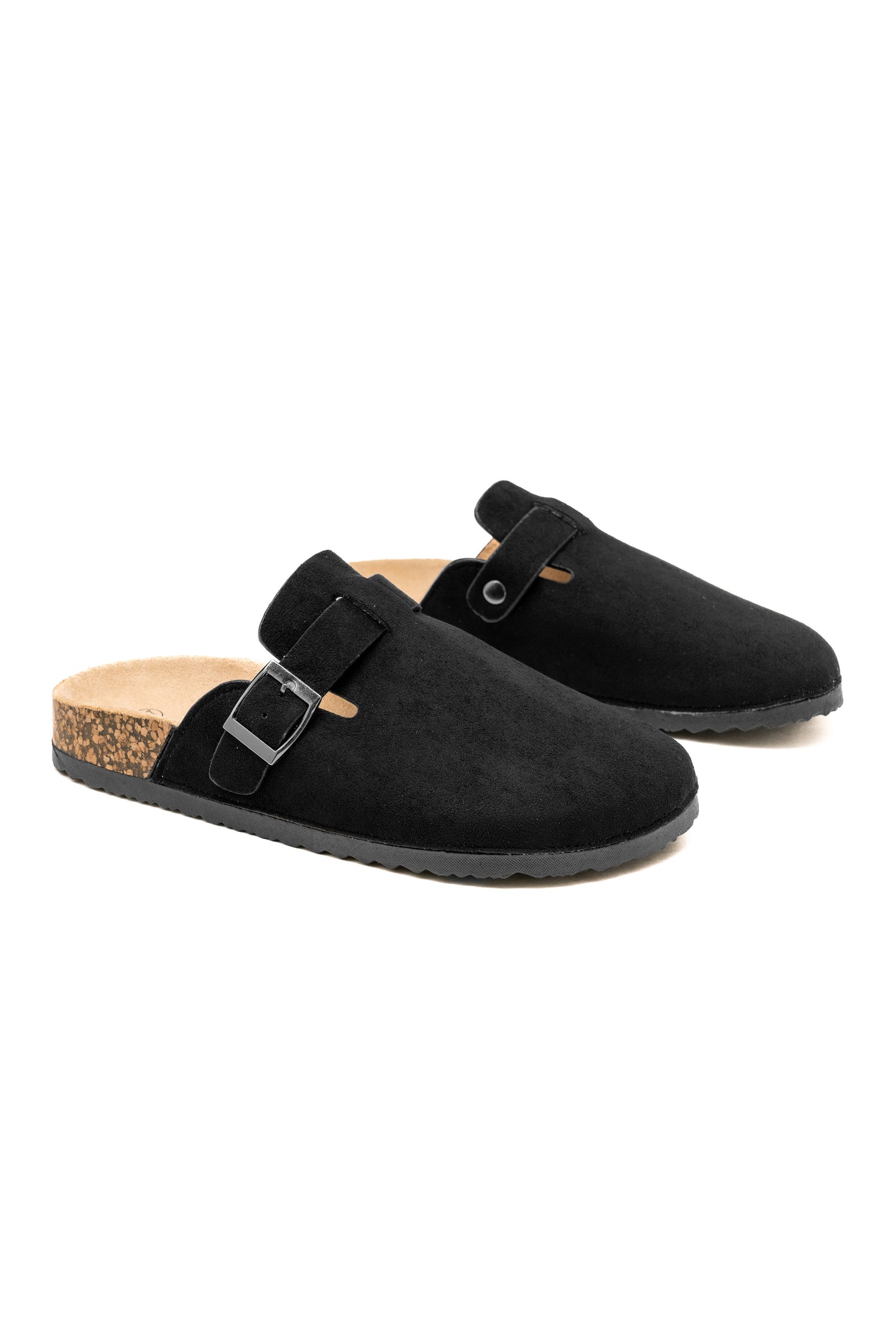 Black Faux Suede Clogs
