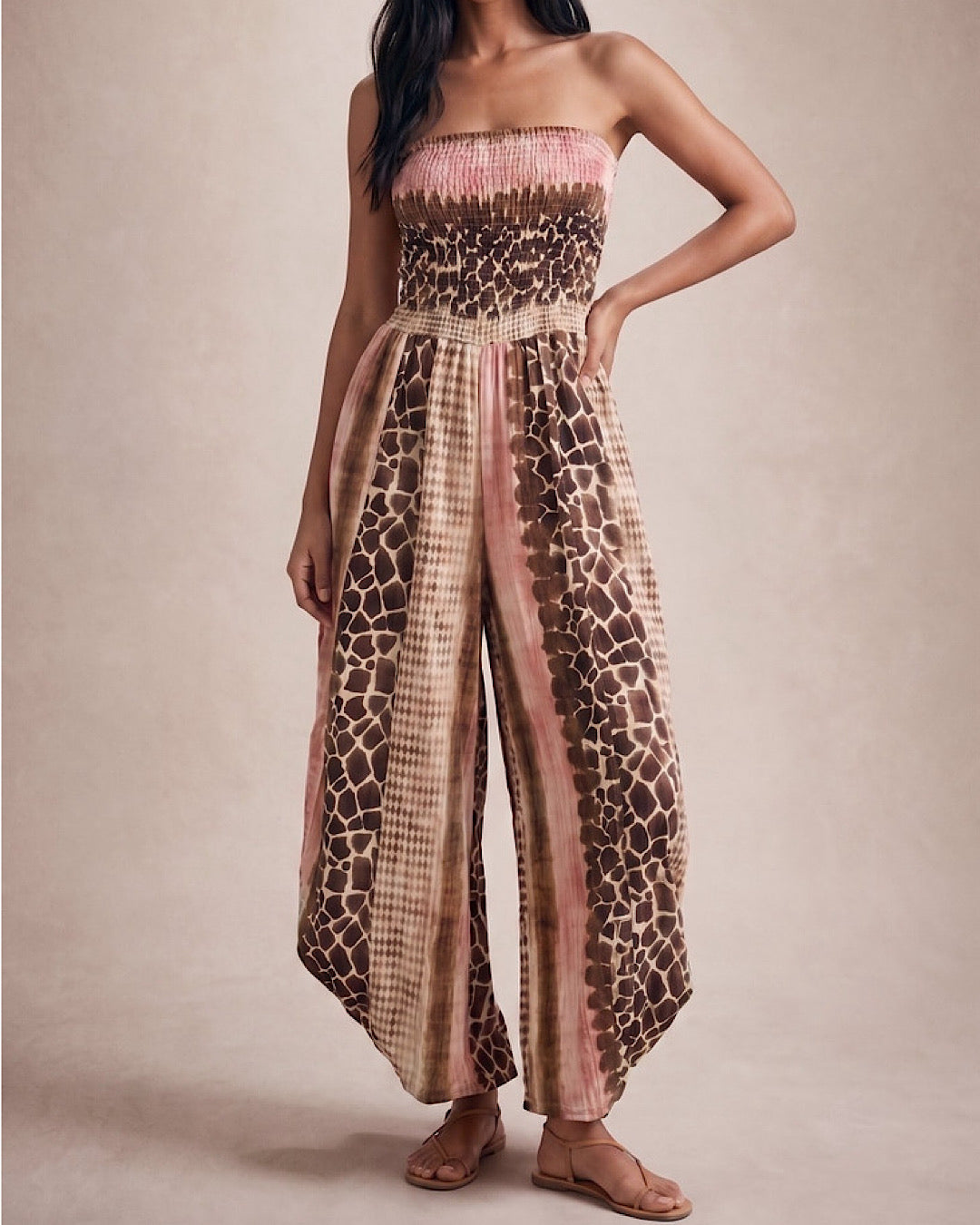 Animal Print Bandeau Jumpsuit