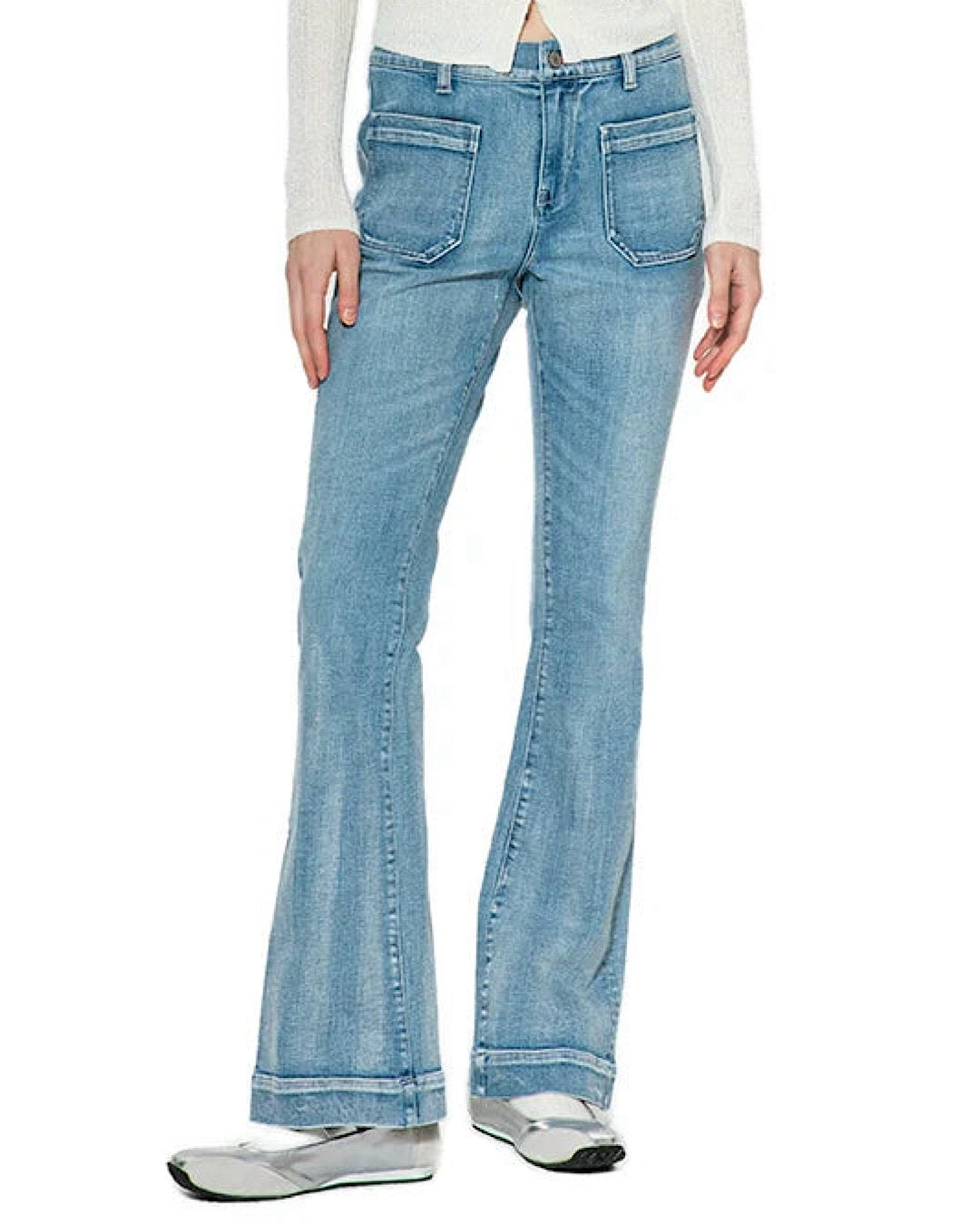 Stretch Flared Light Blue Jeans