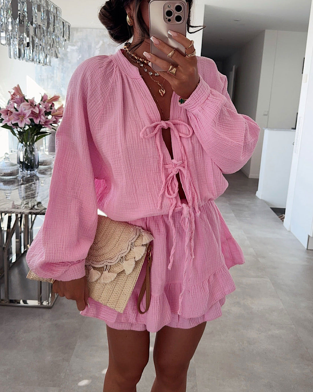 Pink Lace Front Playsuit
