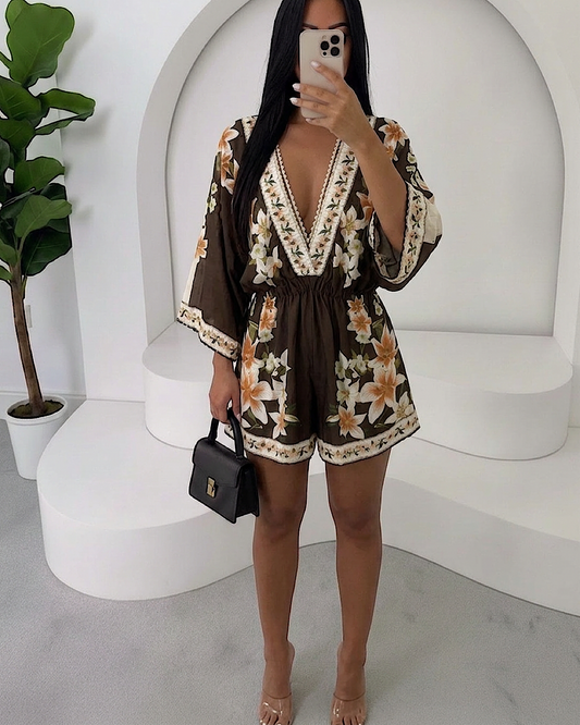 Chocolate Floral Playsuit