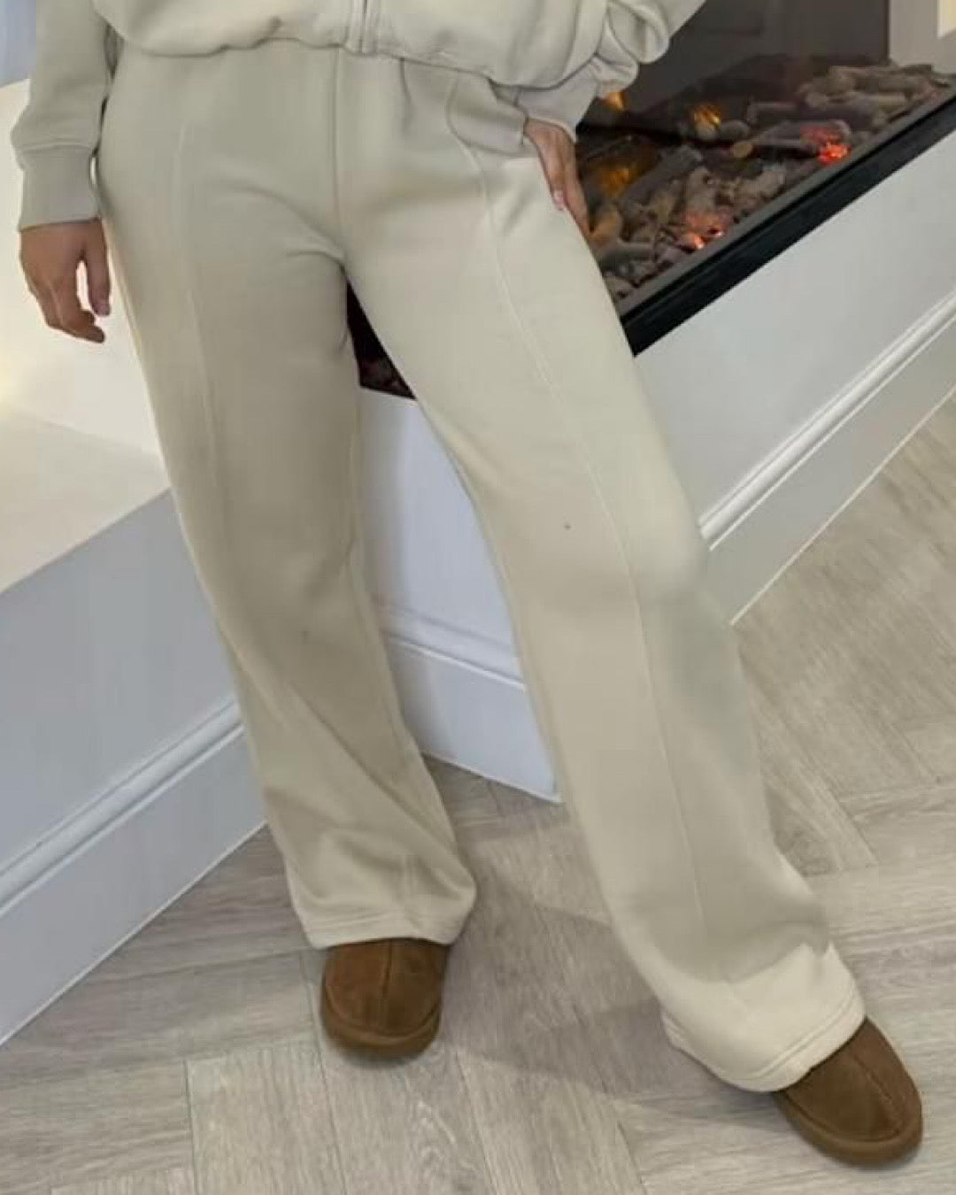 Beige Bomber Jacket and Joggers Suit