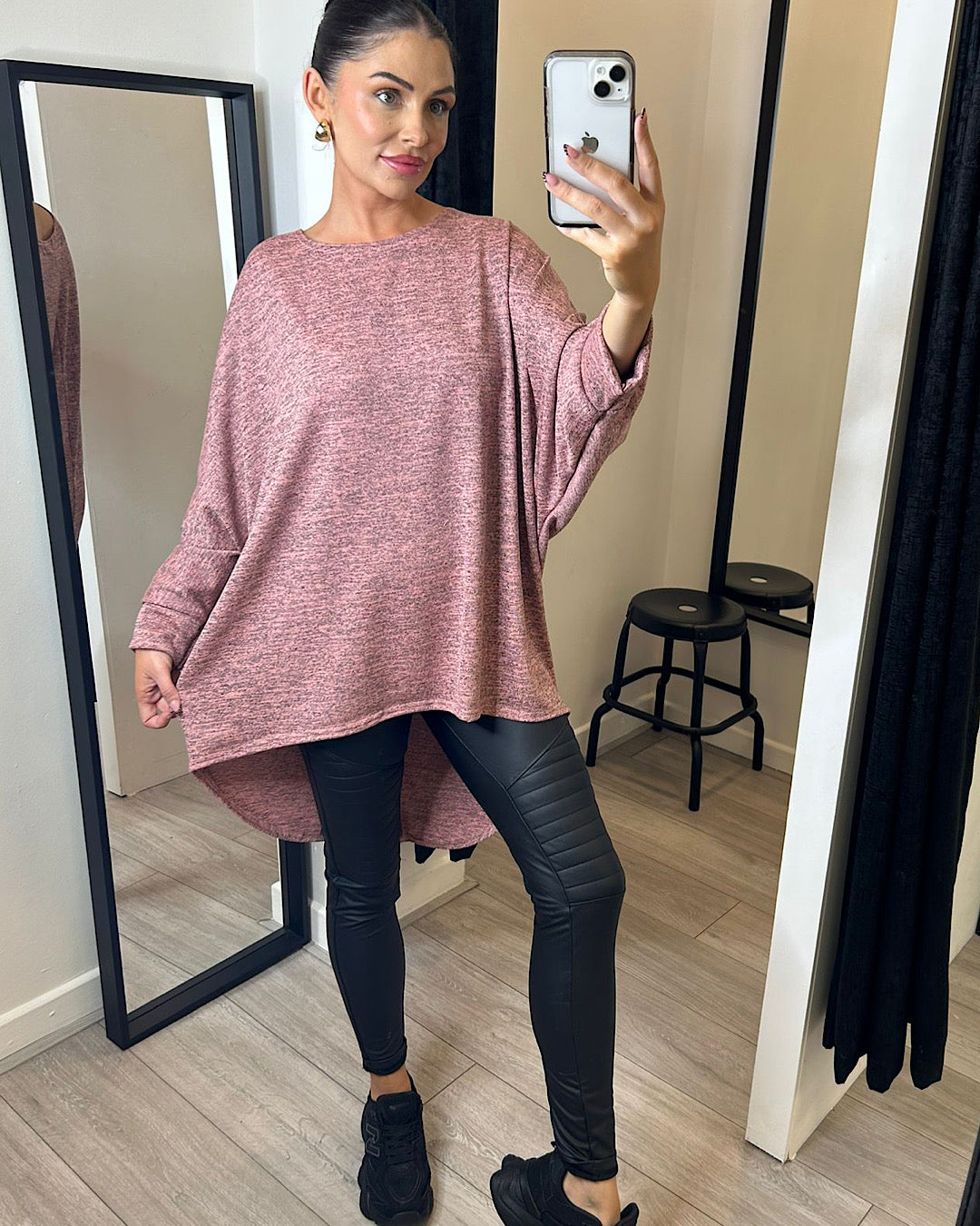 Pink Oversized Batwing Knit