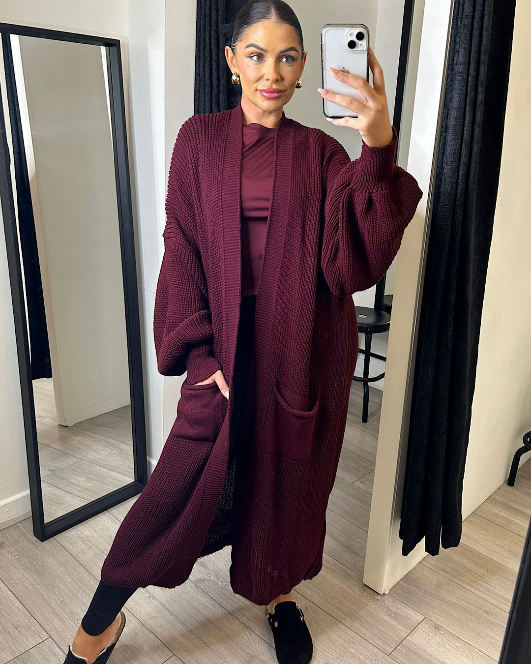 Burgundy Oversized Cardigan