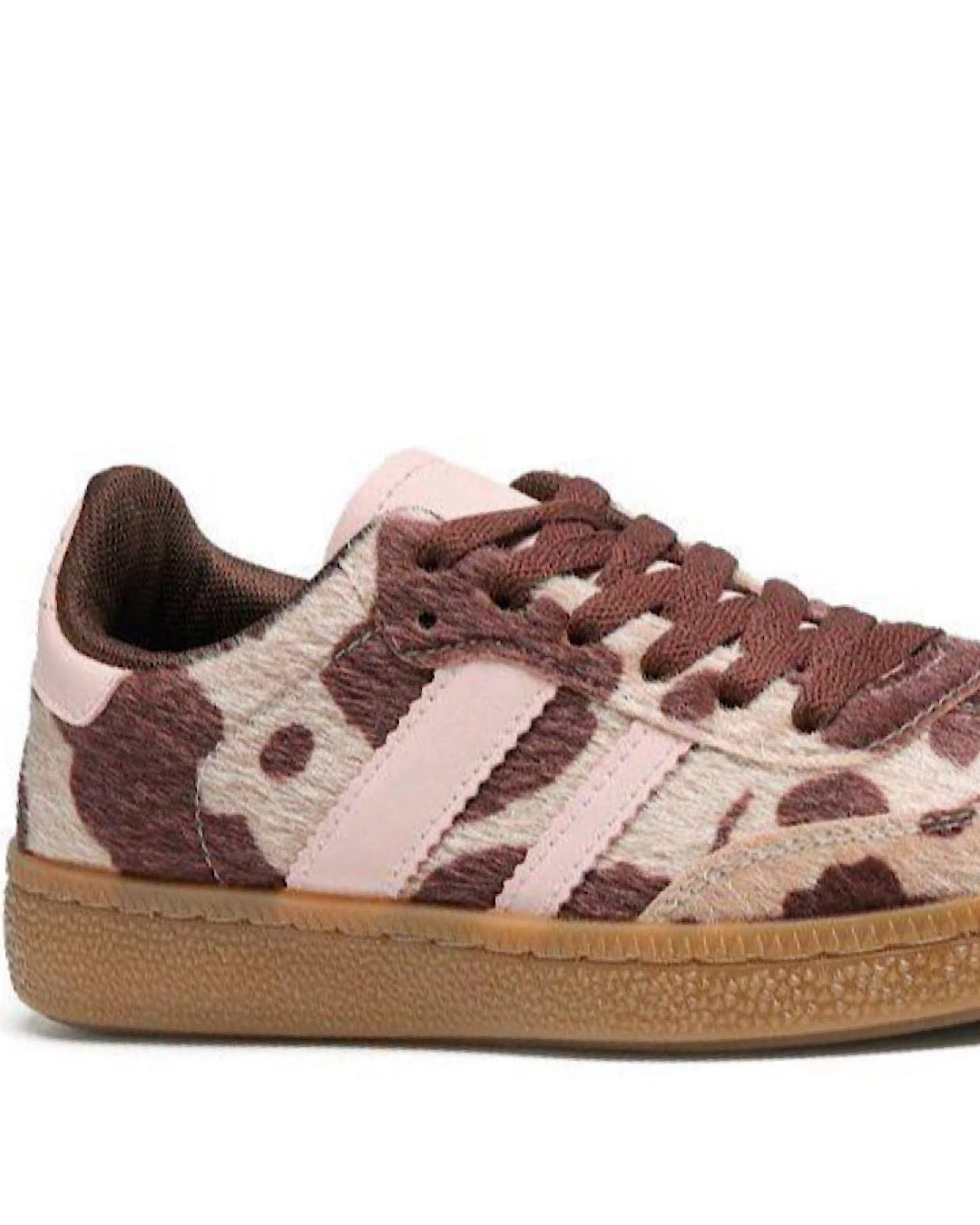 Pink Brown Cow Print Trainers