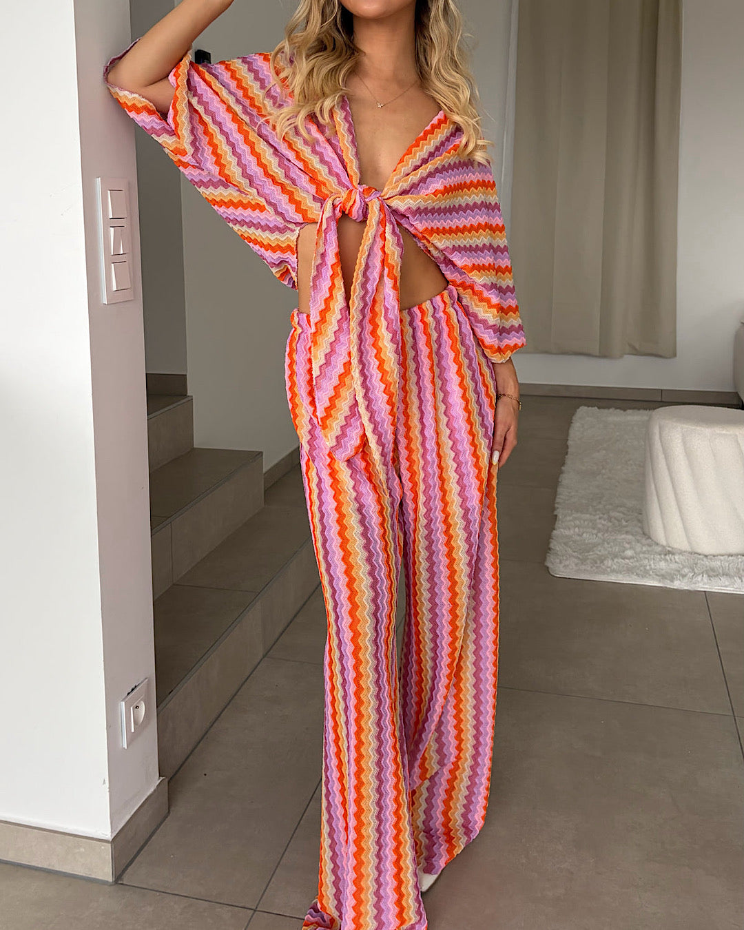 Zig Zag Tie Front Co Ord