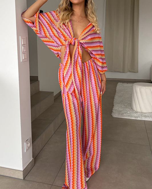 Zig Zag Tie Front Co Ord