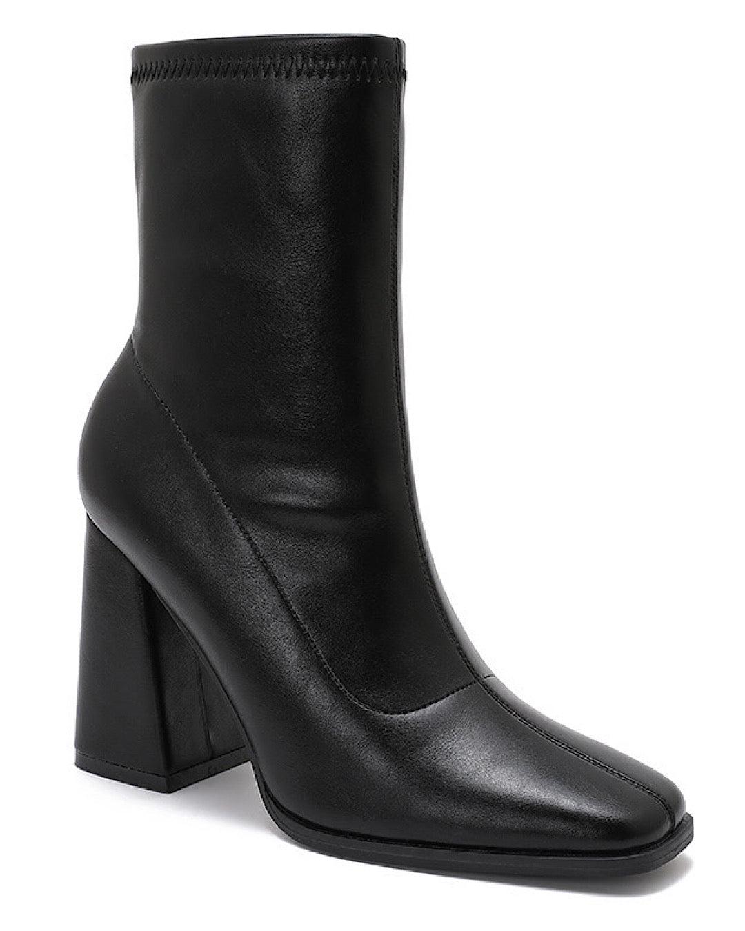 Black Faux Leather Ankle Boots