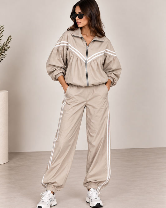 Beige Windbreaker Tracksuit