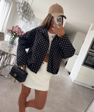 Black High Neck Polka Jacket