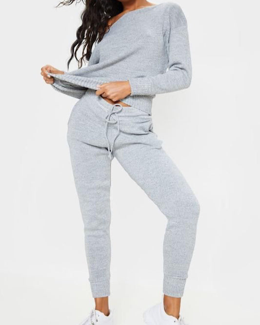 Grey Knit Tracksuit