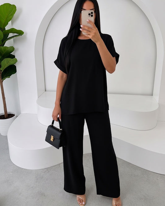 Black Top and Trousers Co Ord Suit