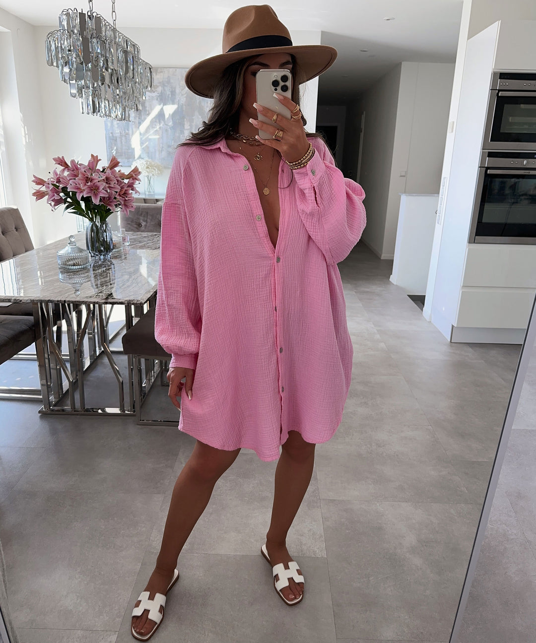 Pink Oversized Sequin Eye Shirt