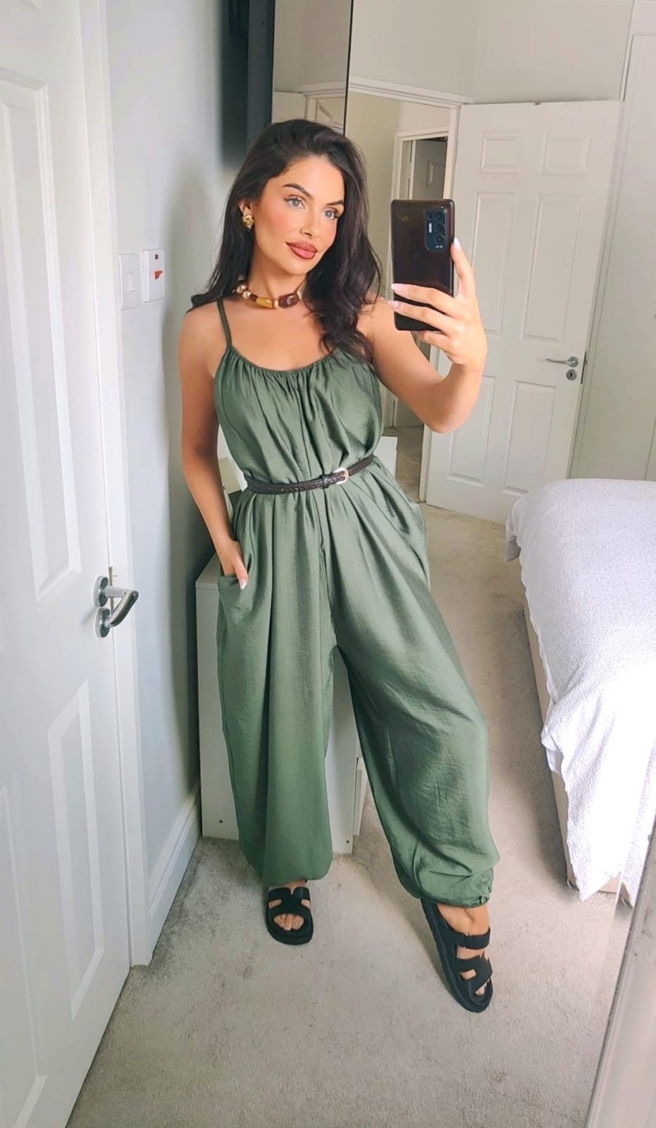 Khaki Oversized Jumpsuit