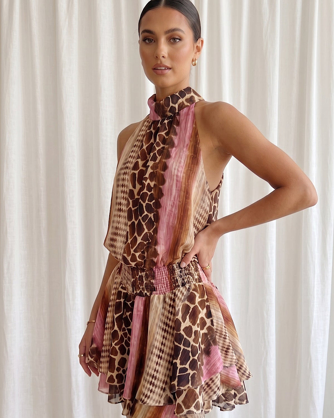 Animal Print Halter Mini Dress