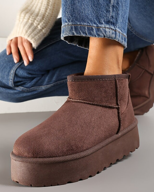 Chocolate Faux Suede Platform Boots