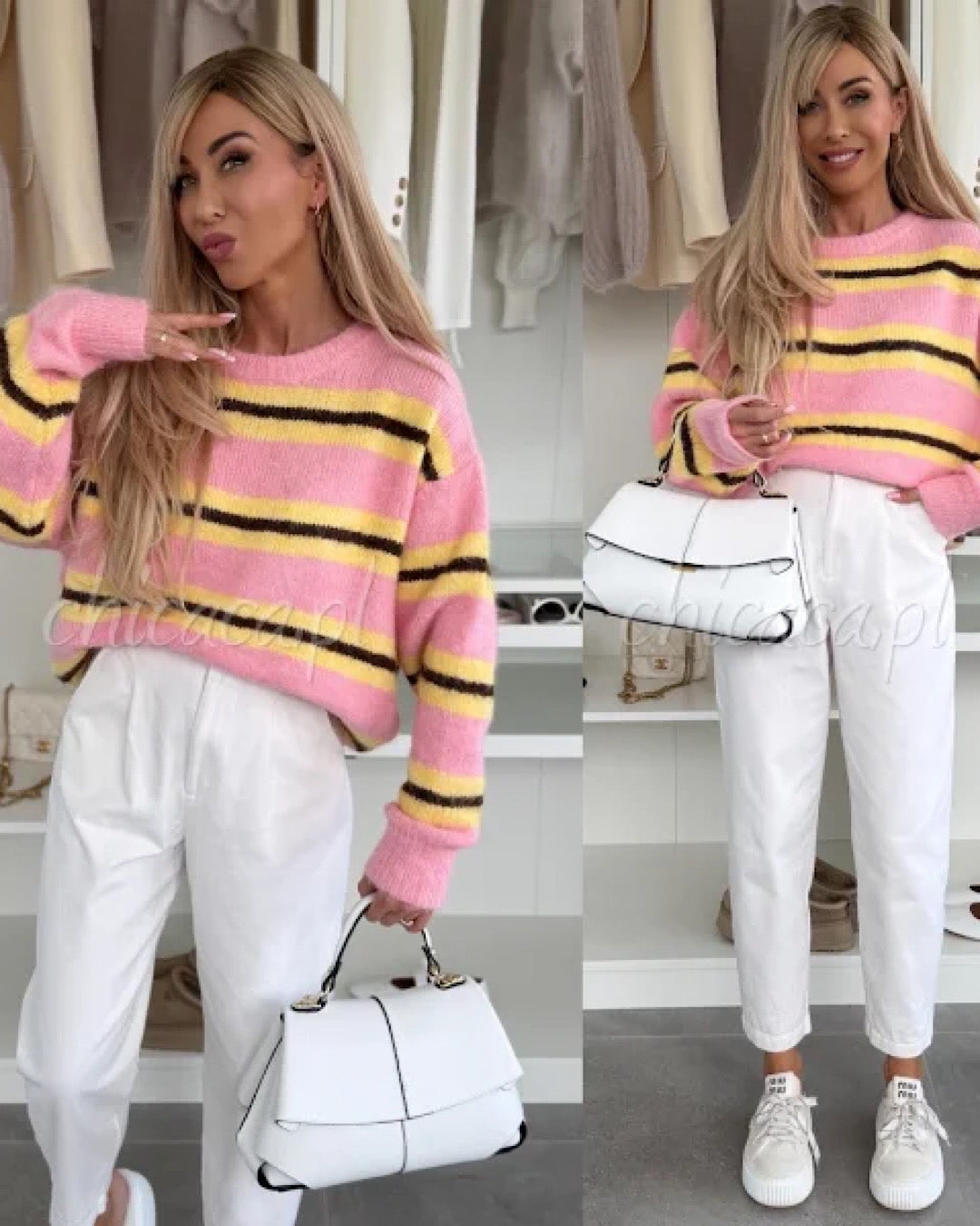 Pink Stripe Oversized Knit