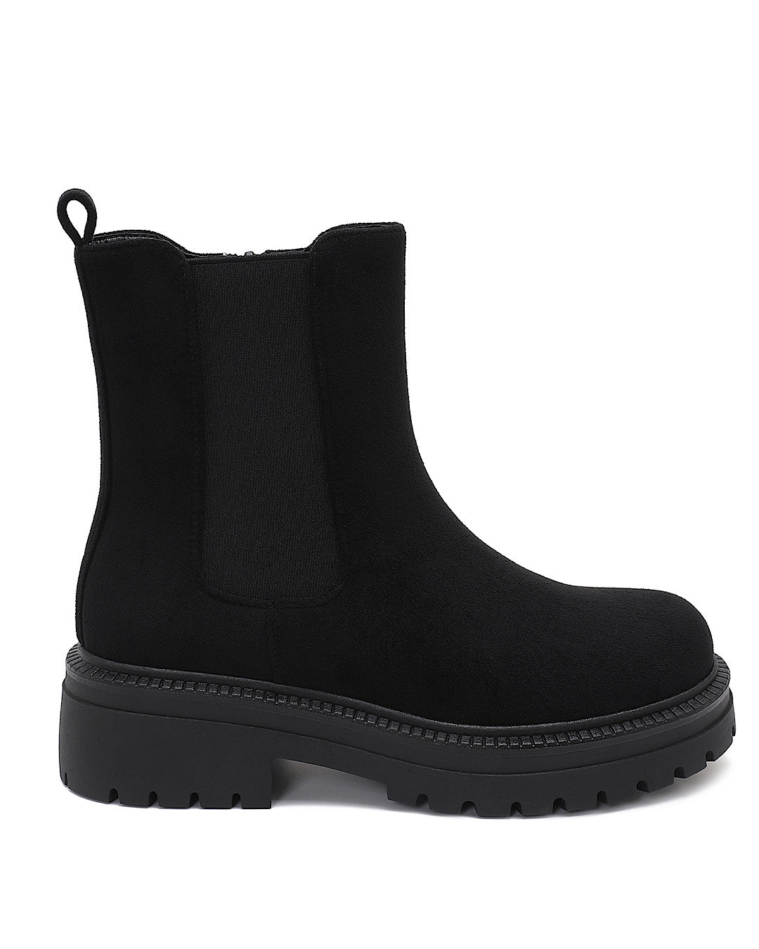 Black Faux Suede Chelsea Boots