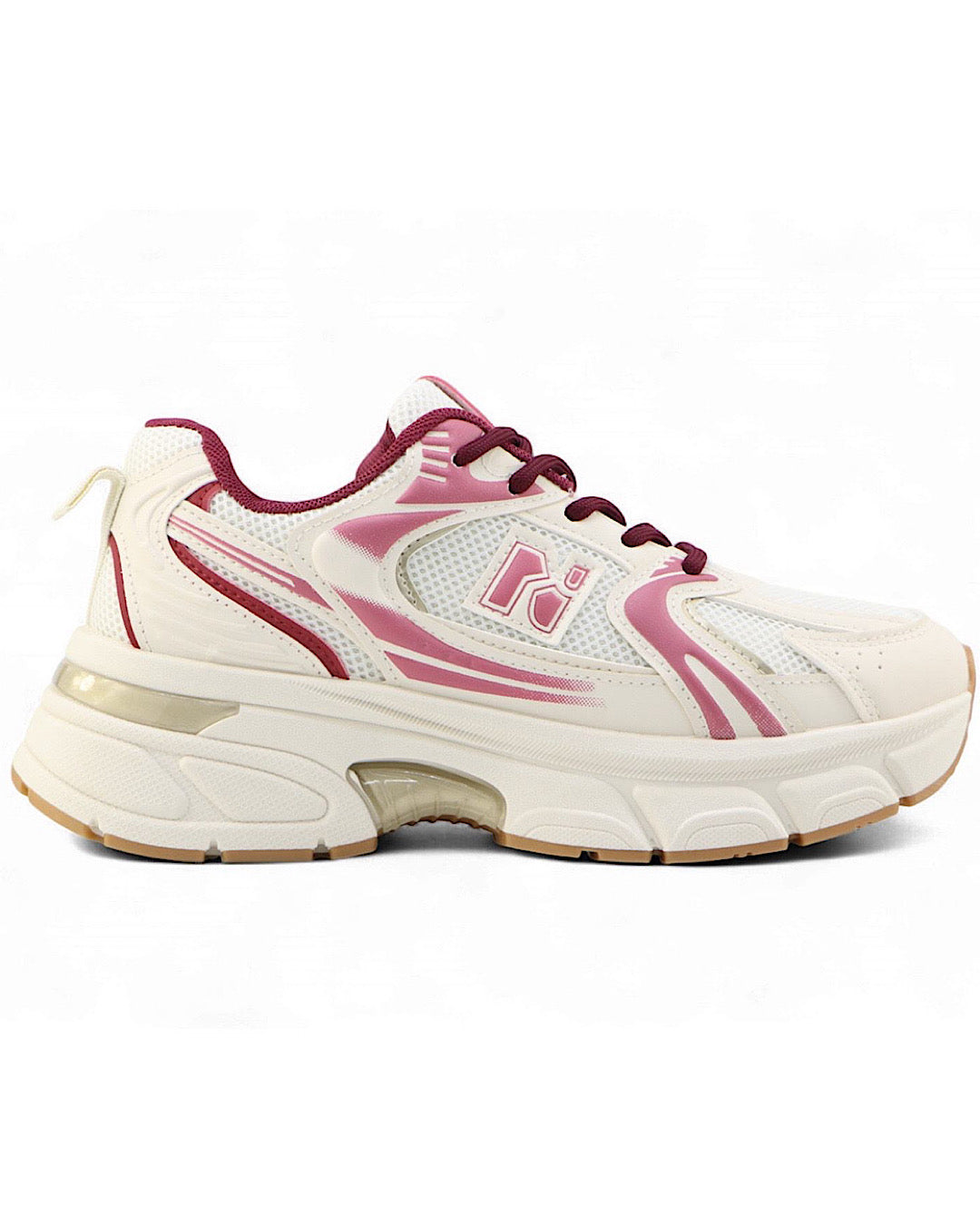 Pink Beige Chunky Lace Up Trainers