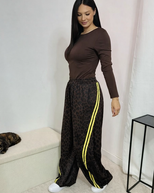 Leopard Print Joggers with Stripe