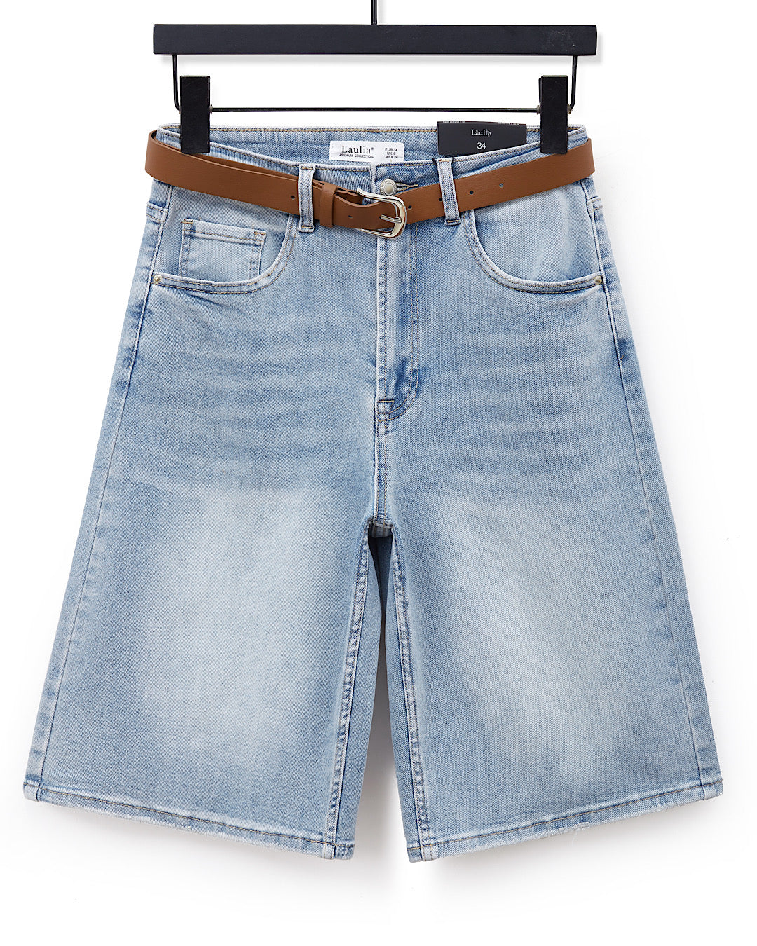 Blue Denim Bermuda Jeans with Belt