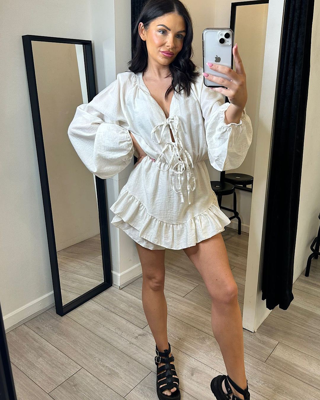 Beige Lace Front Playsuit